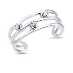 10K White Gold Triple CZ Toe Ring