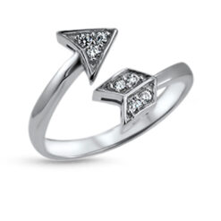925 Sterling Silver Cross Arrow CZ Toe Ring