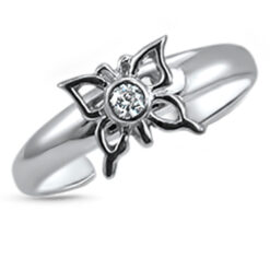 925 Sterling Silver Butterfly CZ Toe Ring
