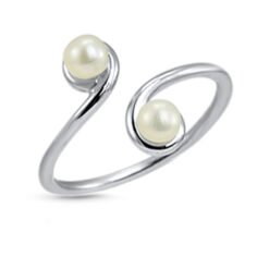925 Sterling Silver Double Pearl Toe Ring