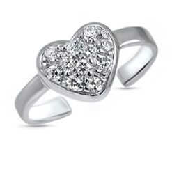 925 Sterling Silver Heart CZ Toe Ring