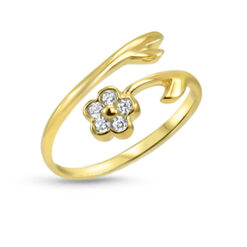 10K Yellow Gold Flower Toe Ring