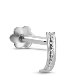 14K White Gold Labret Style Nose Stud Genuine Diamonds