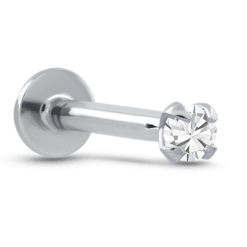 Moissanite Prong Labret Push Pin Stud 14K White, Yellow, Rose Gold