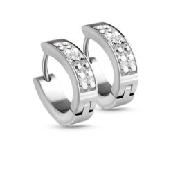 12 Stone Huggie Hoop Earring Cartilage Earring Stud 316L Surgical Steel 18G