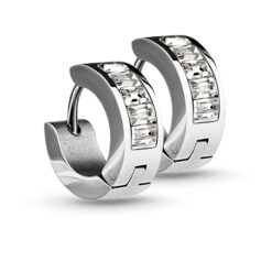 Baguette Huggie Hoop Earring Cartilage Earring Stud 316L Surgical Steel 18G