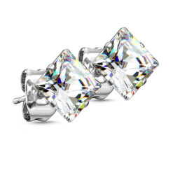 3mm Square CZ Earring Stud 316L Surgical Steel